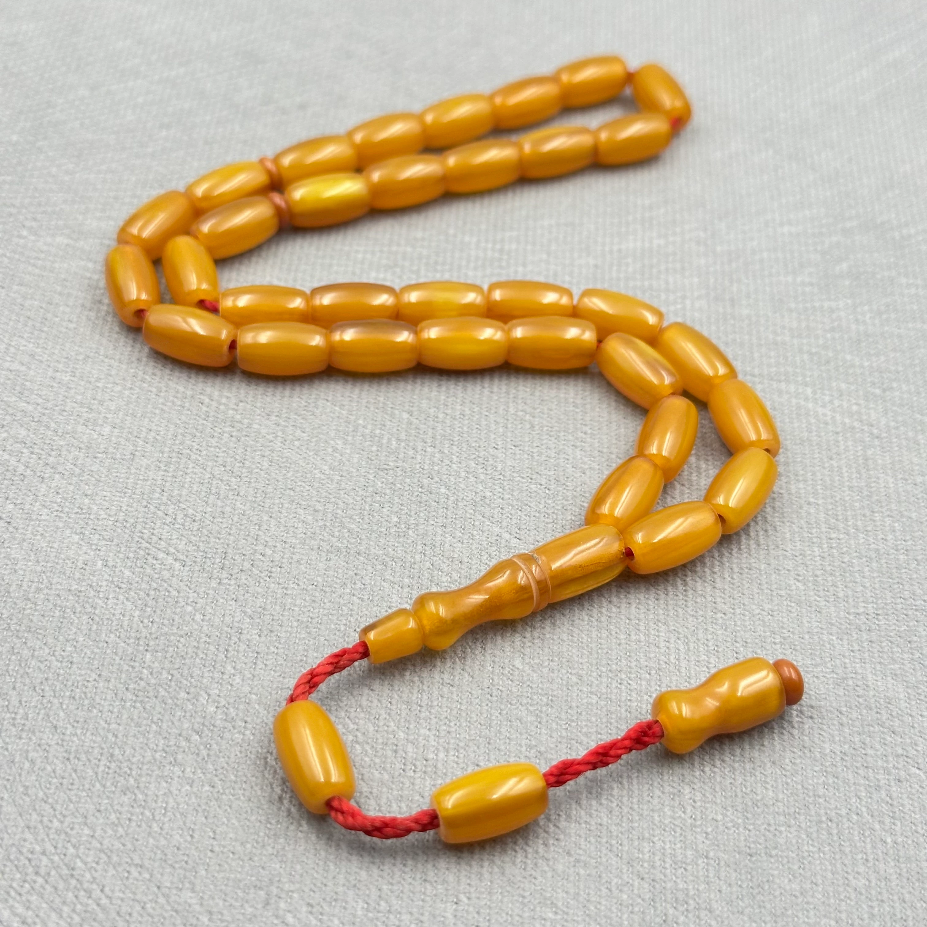 Bal Sarısı Parlak Yüzeyli Kapsül Kesim Sıkma Kehribar Tespih